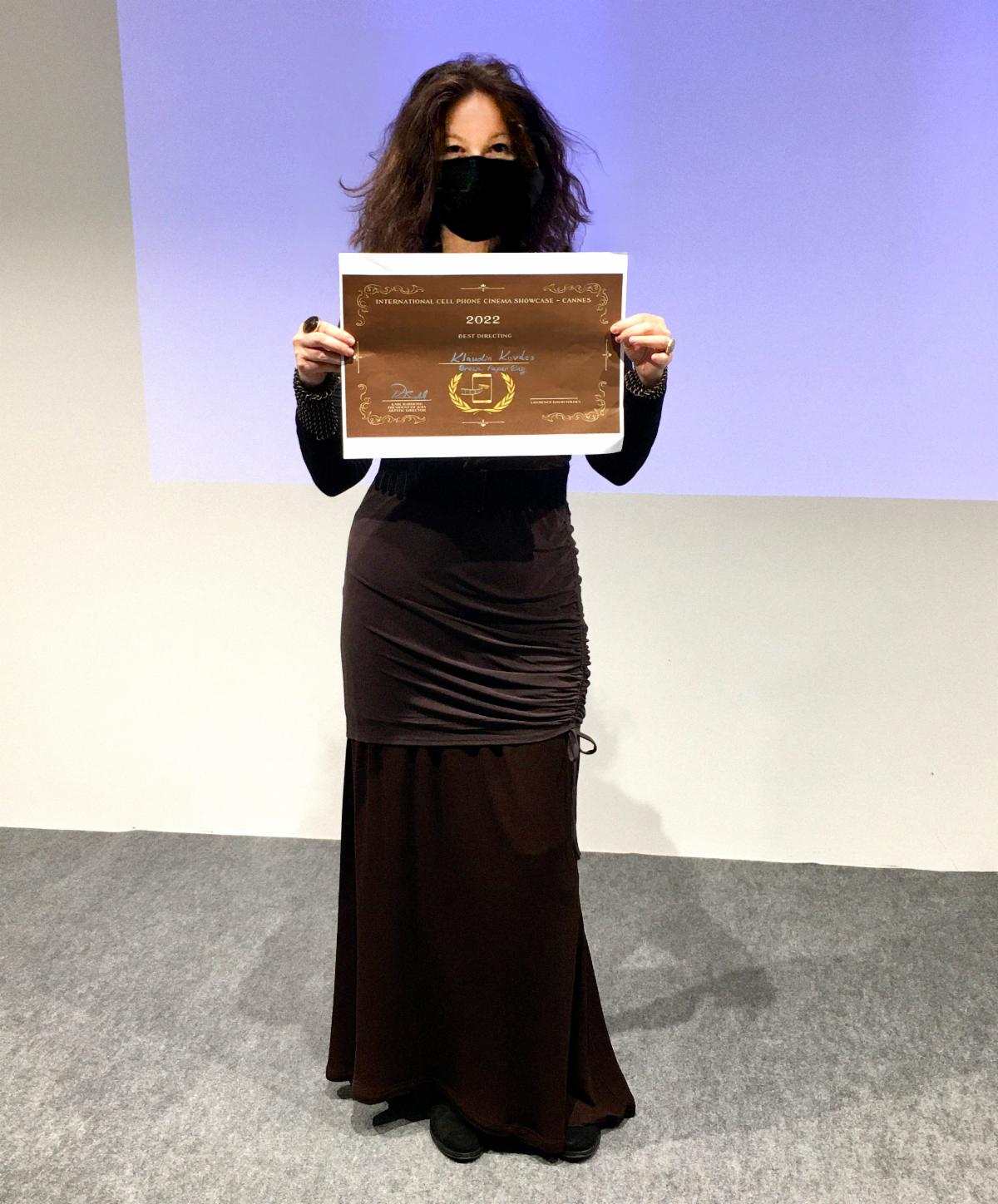 Klaudia Kovács Wins "Best Directing" for BROWN PAPER BAG at International Cell Phone Cinema Showcase in Cannes
