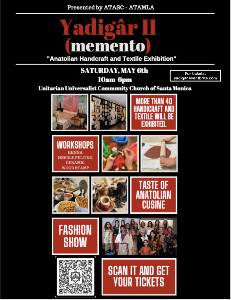 Yadigâr "memento" Exhibit Celebrating the Textiles and Handicrafts of Southeastern Anatolia, Turkey to be held on May 6