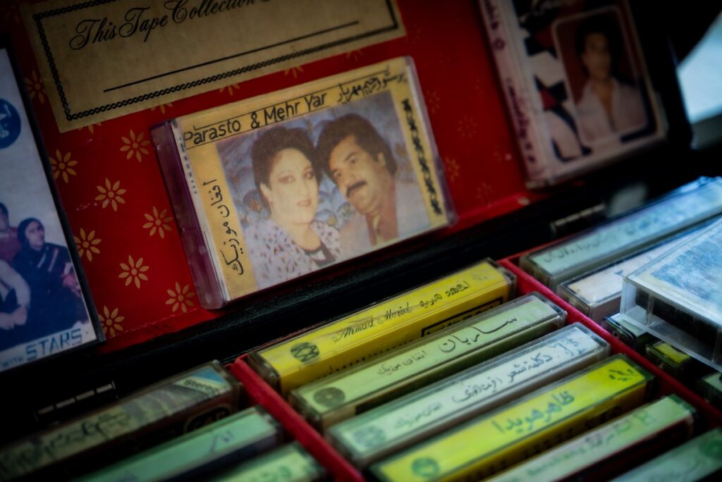 Omid J. runs the Afghan Cassette Archive, a collection that to date spans more than 1000 cassettes and 2000 vinyl records. (Credit: Peter Schurmann)